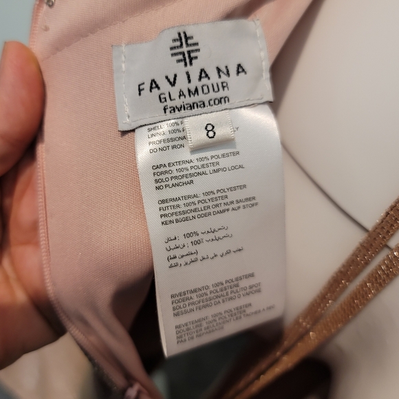 NWT Faviana Glamour Rose Gold Mermiad V-neck Spaghetti Strap Formal Dress Size 8 - Picture 13 of 14